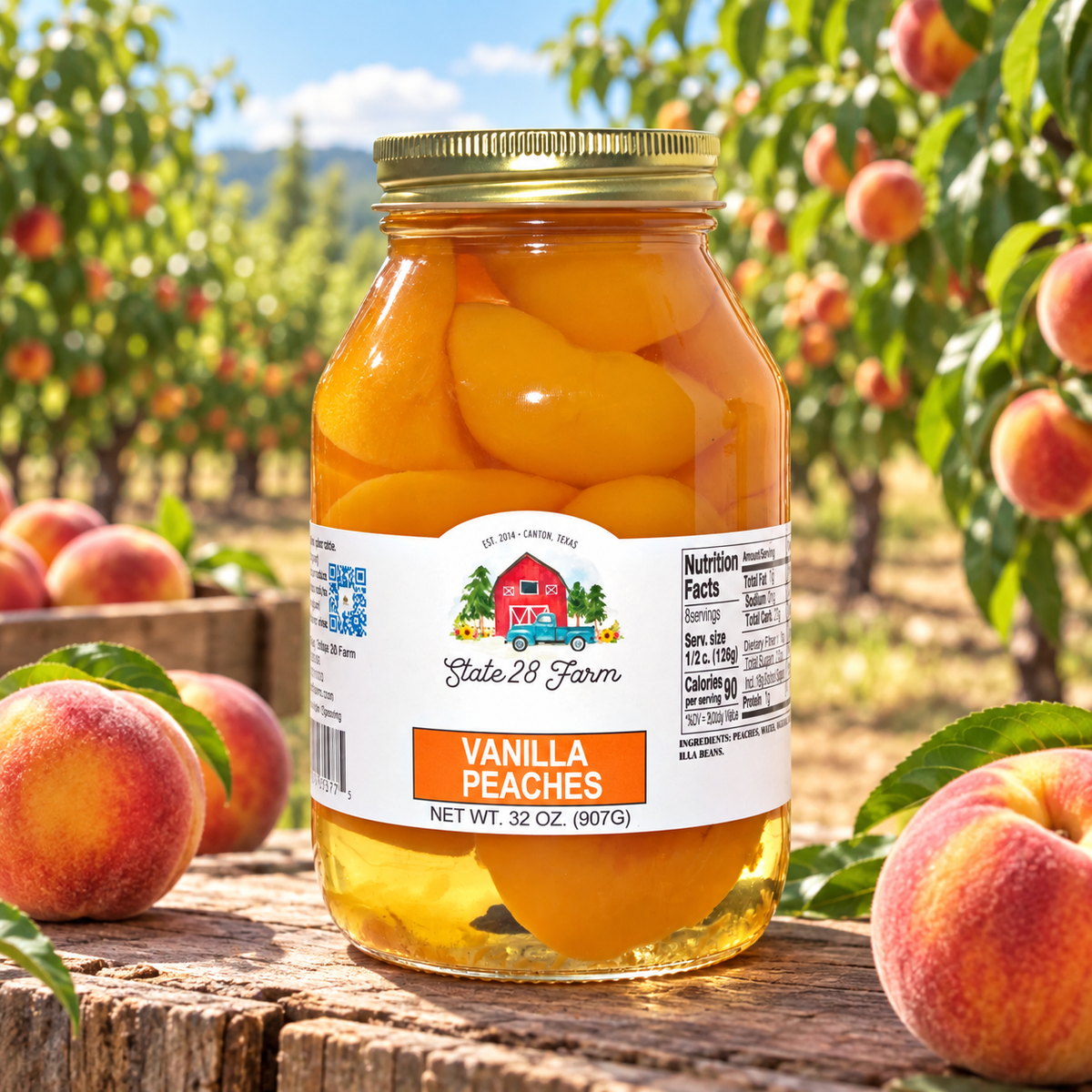 State 28 Farm Vanilla Peaches, 32 oz