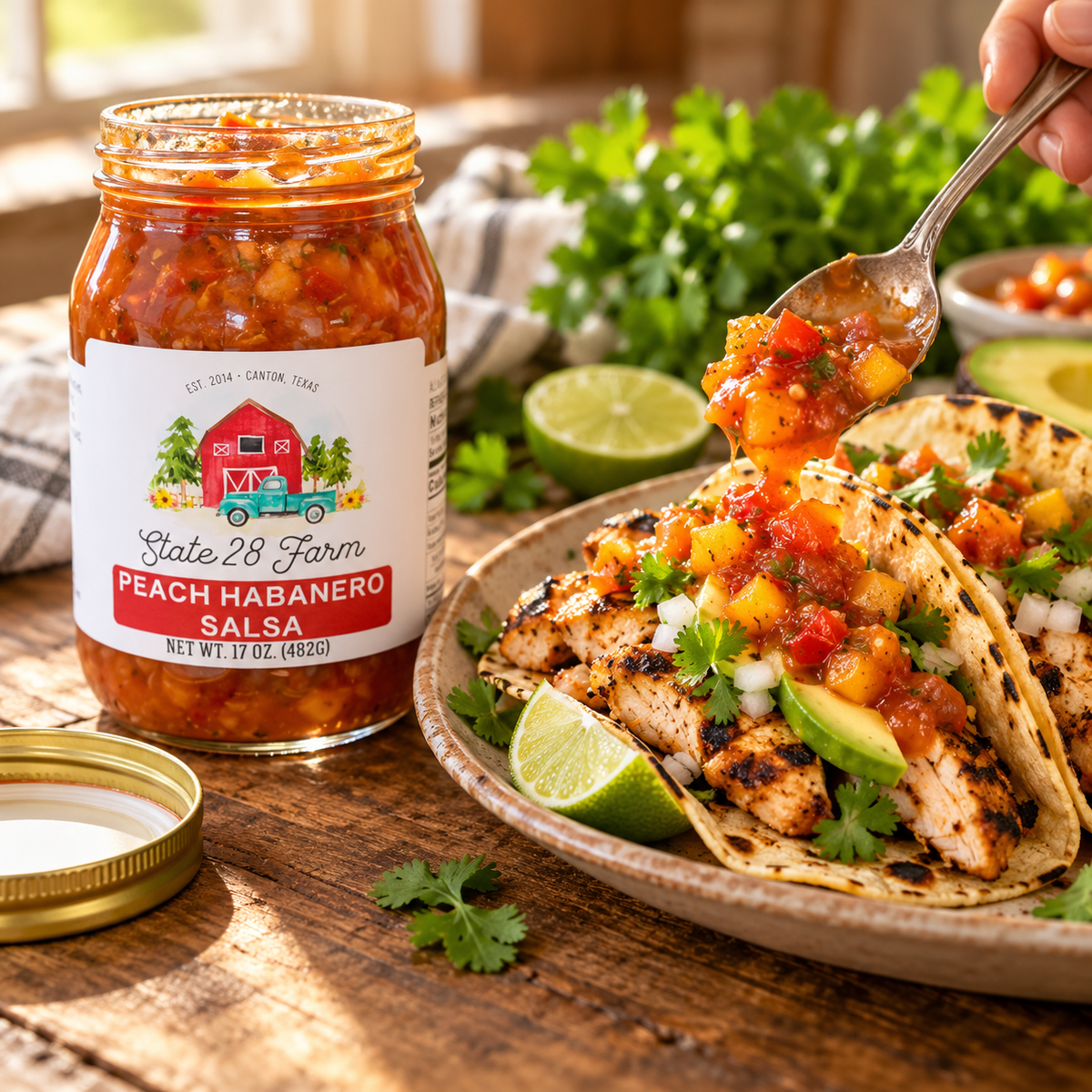 STATE 28 FARM PEACH HABANERO SALSA 17 OZ