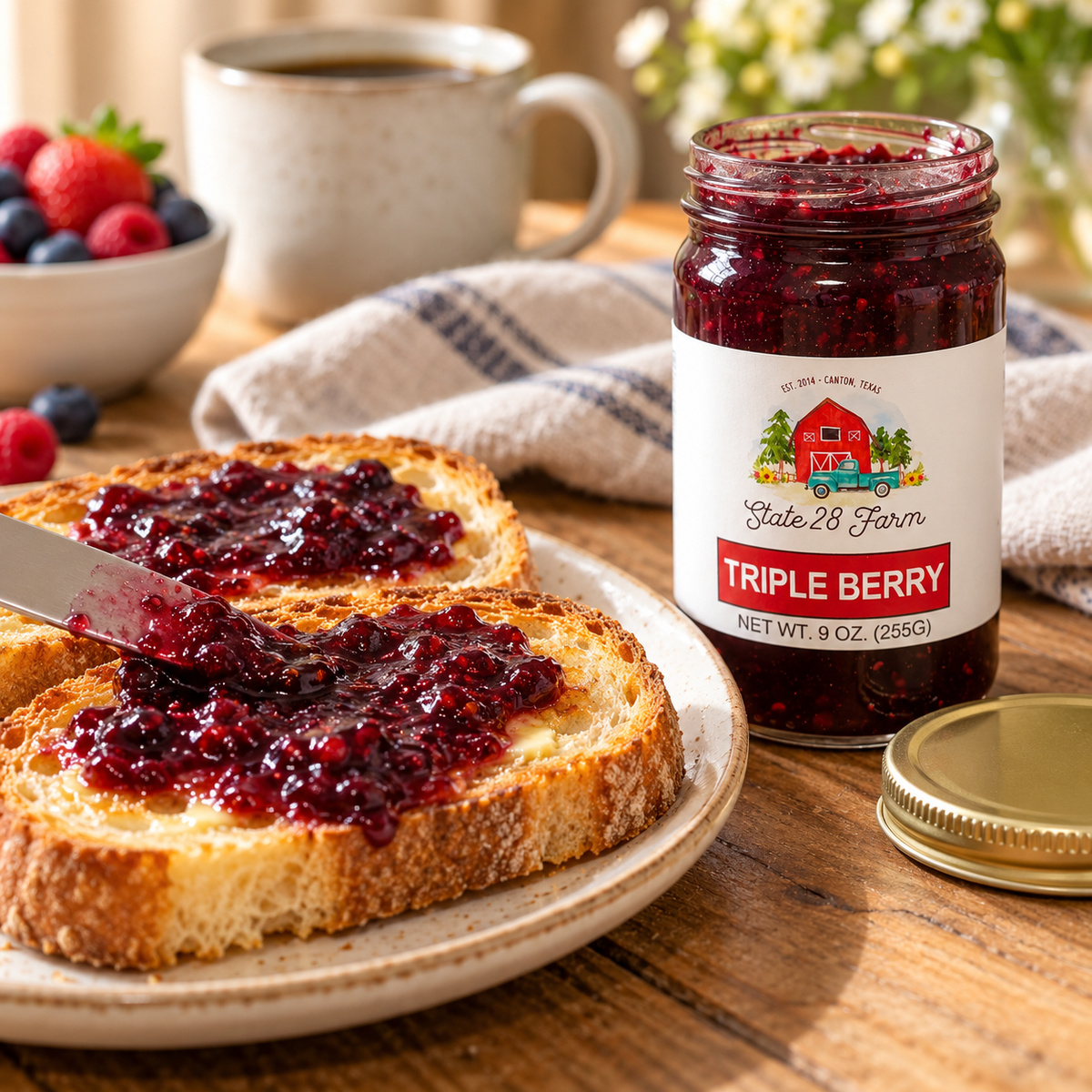 STATE 28 FARM TRIPLE BERRY JAM 9 OZ