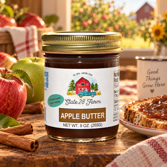 STATE 28 FARM APPLE BUTTER- NO GRANULAR SUGAR ADDED 9 OZ