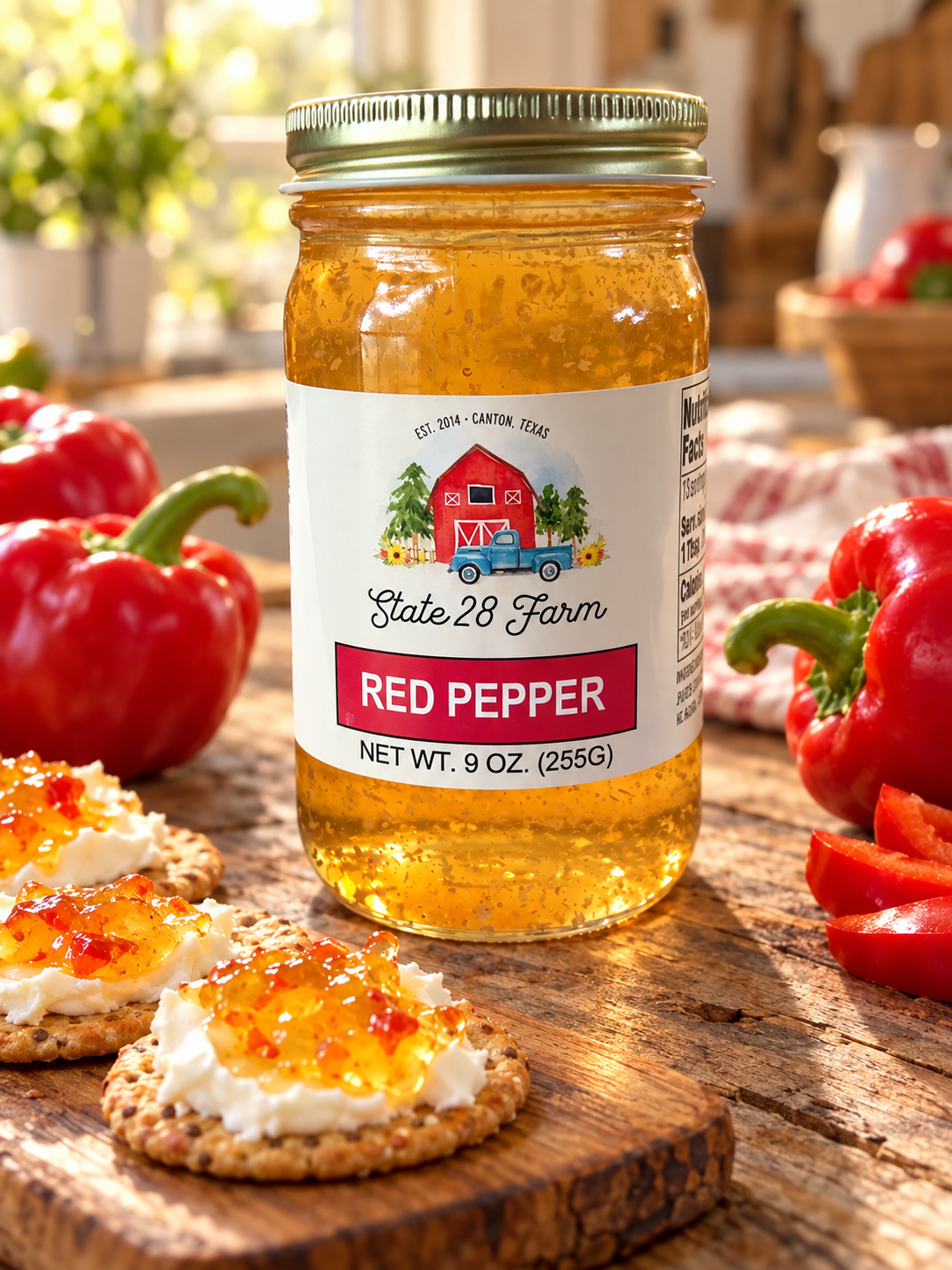 STATE 28 FARM RED PEPPER JELLY 9 OZ