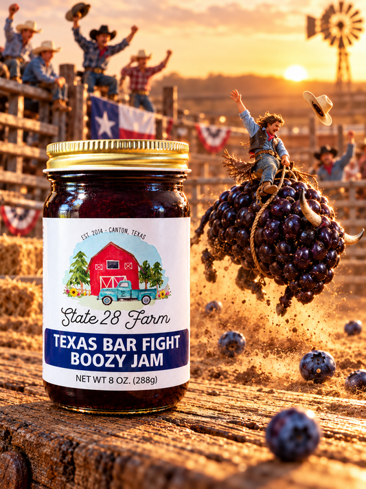 STATE 28 FARM TEXAS BAR FIGHT BOOZY JAM 8 OZ