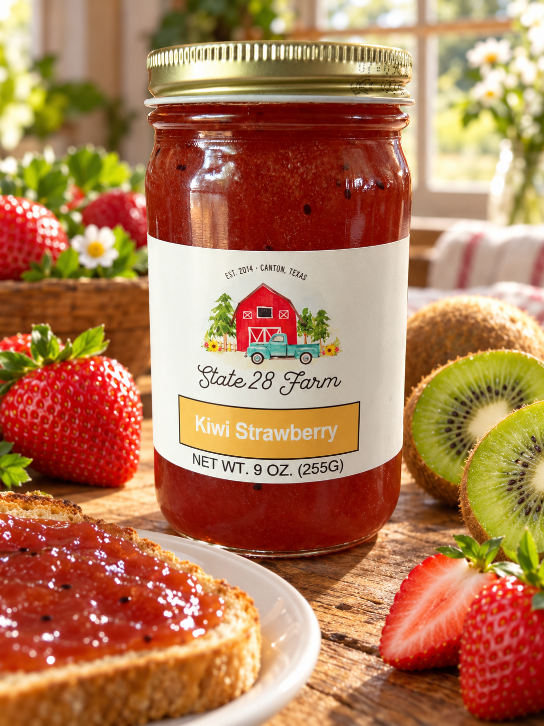 STATE 28 FARM KIWI STRAWBERRY JAM 9 OZ