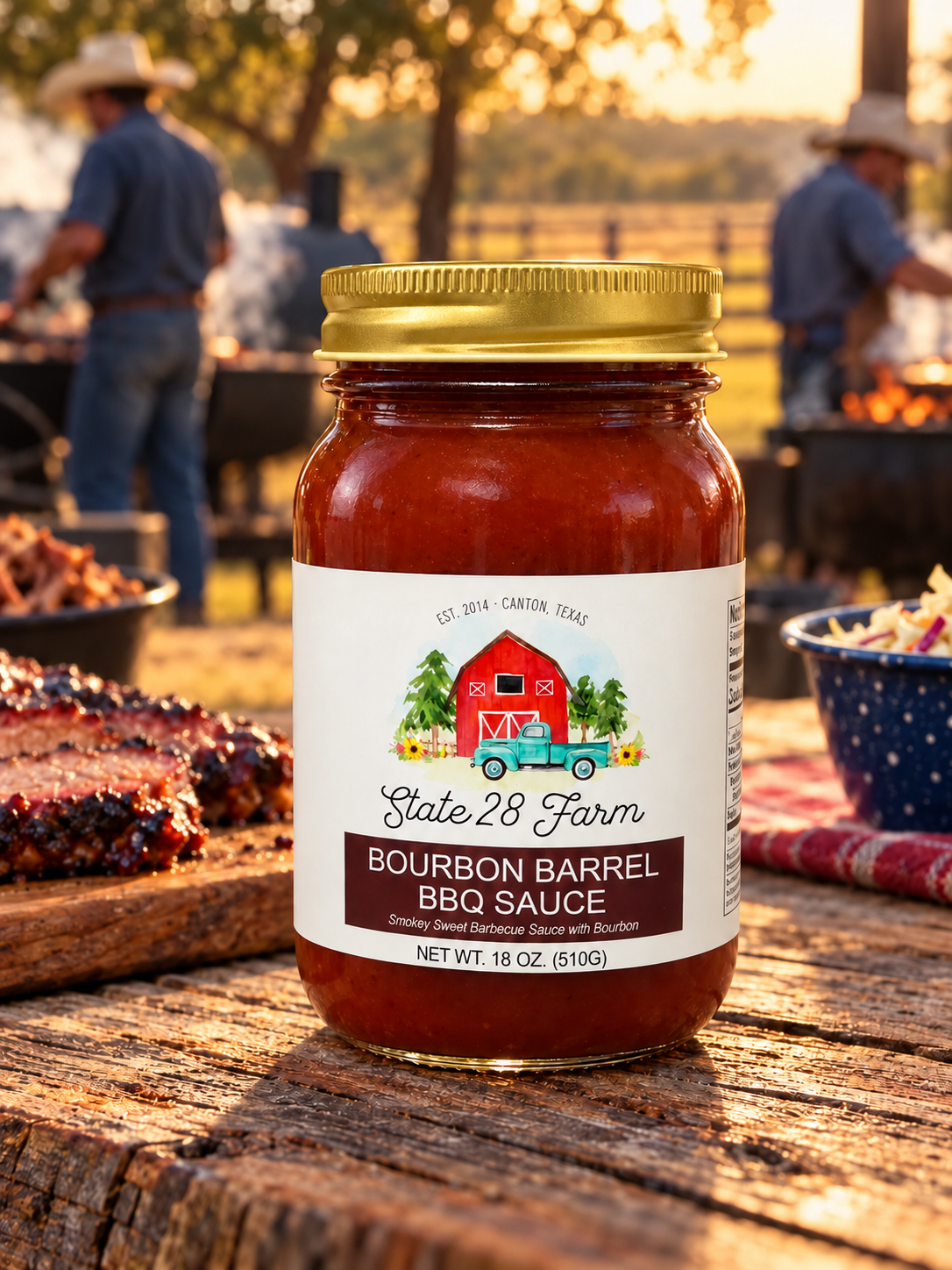 STATE 28 FARM BOURBON BARREL BBQ SAUCE 18 OZ