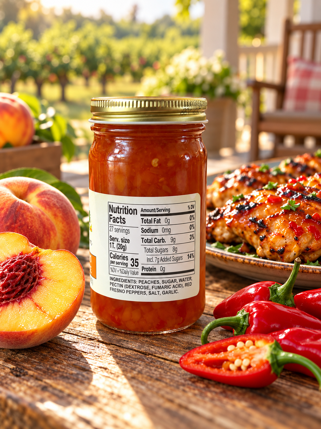 STATE 28 FARM PEACH FRESNO PEPPER SAUCE 9 OZ