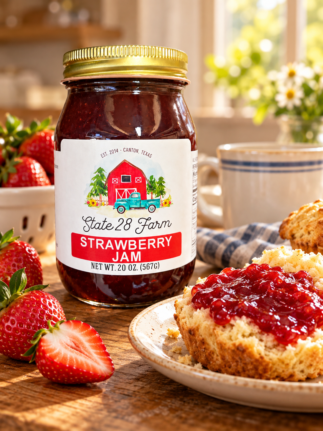 STATE 28 FARM STRAWBERRY JAM 19 OZ