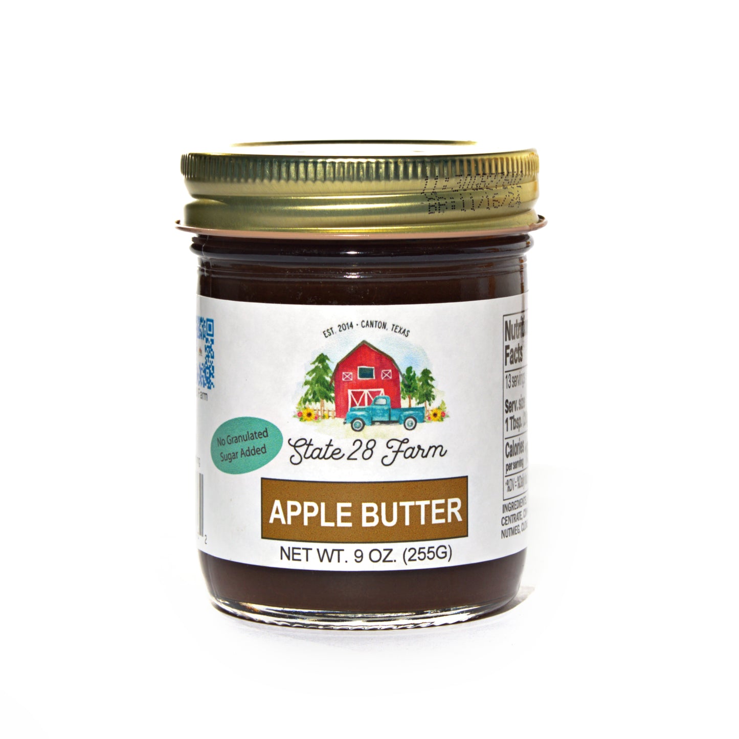 STATE 28 FARM APPLE BUTTER- NO GRANULAR SUGAR ADDED 9 OZ