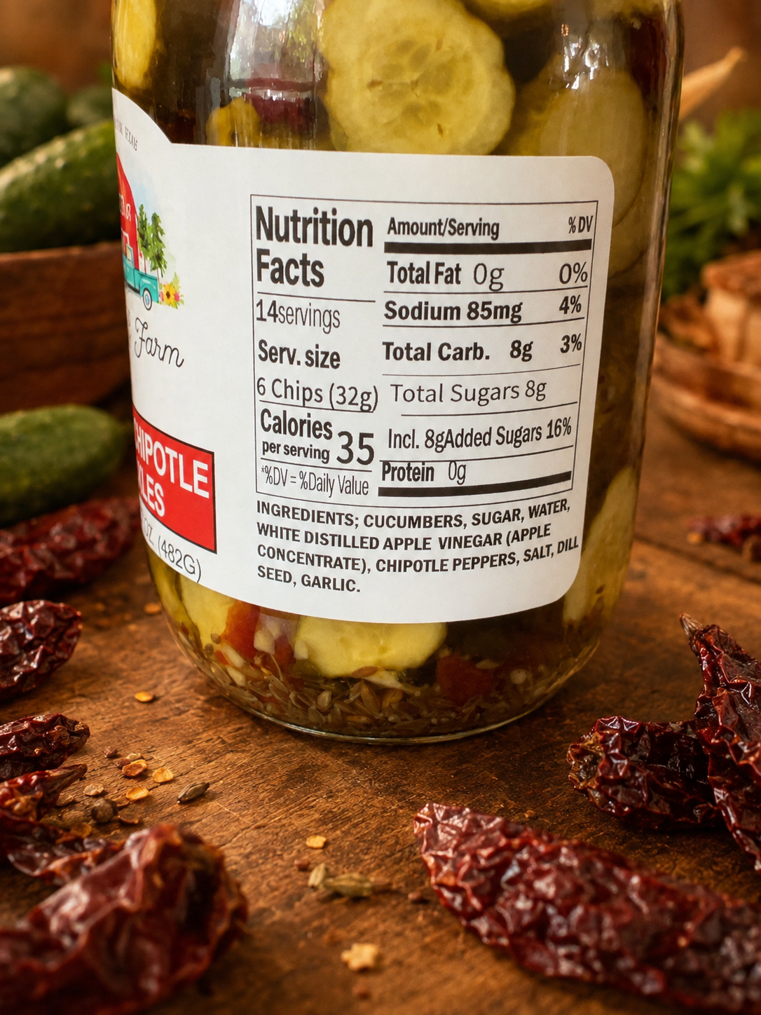 STATE 28 FARM SWEET CHIPOTLE PICKLES
