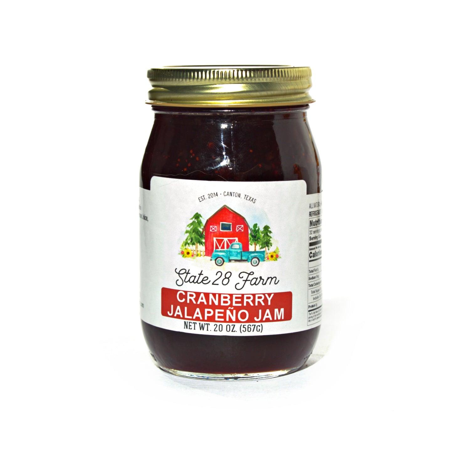 STATE 28 FARM CRANBERRY JALAPENO JAM 20 OZ