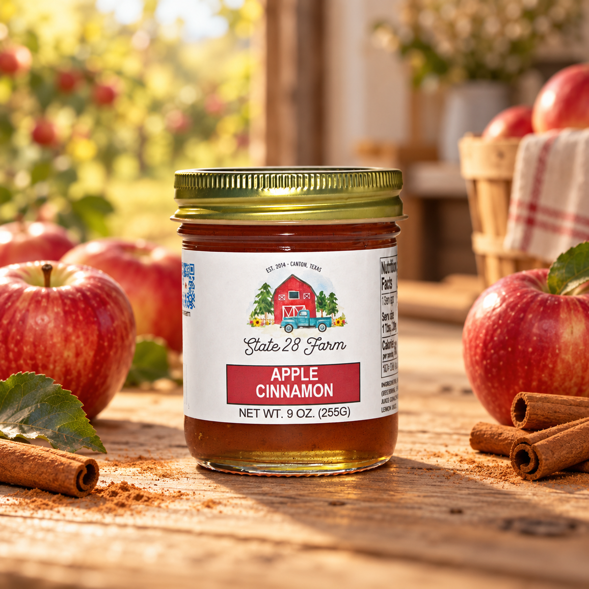 STATE 28 FARM APPLE CINNAMON JELLY 9 OZ