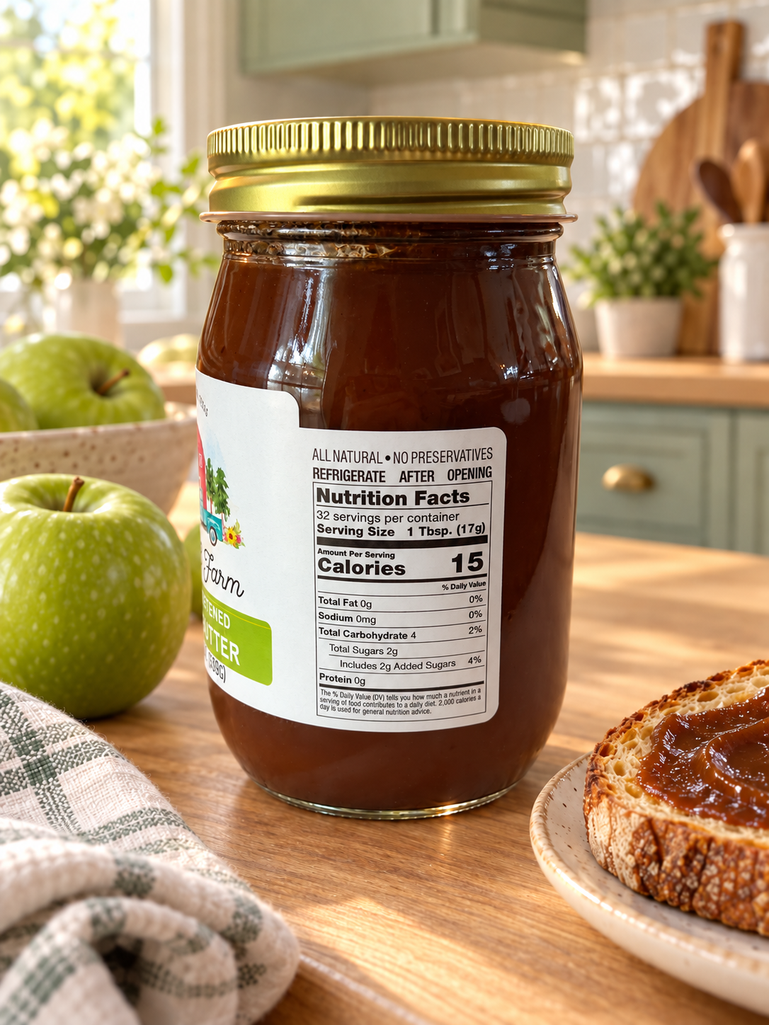 STATE 28 FARM UNSWEETENED APPLE BUTTER 19 OZ