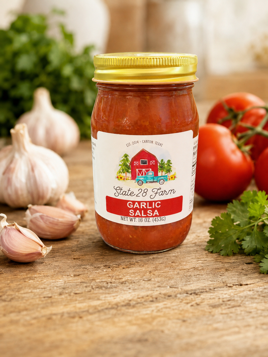 STATE 28 FARM GARLIC SALSA 16 OZ