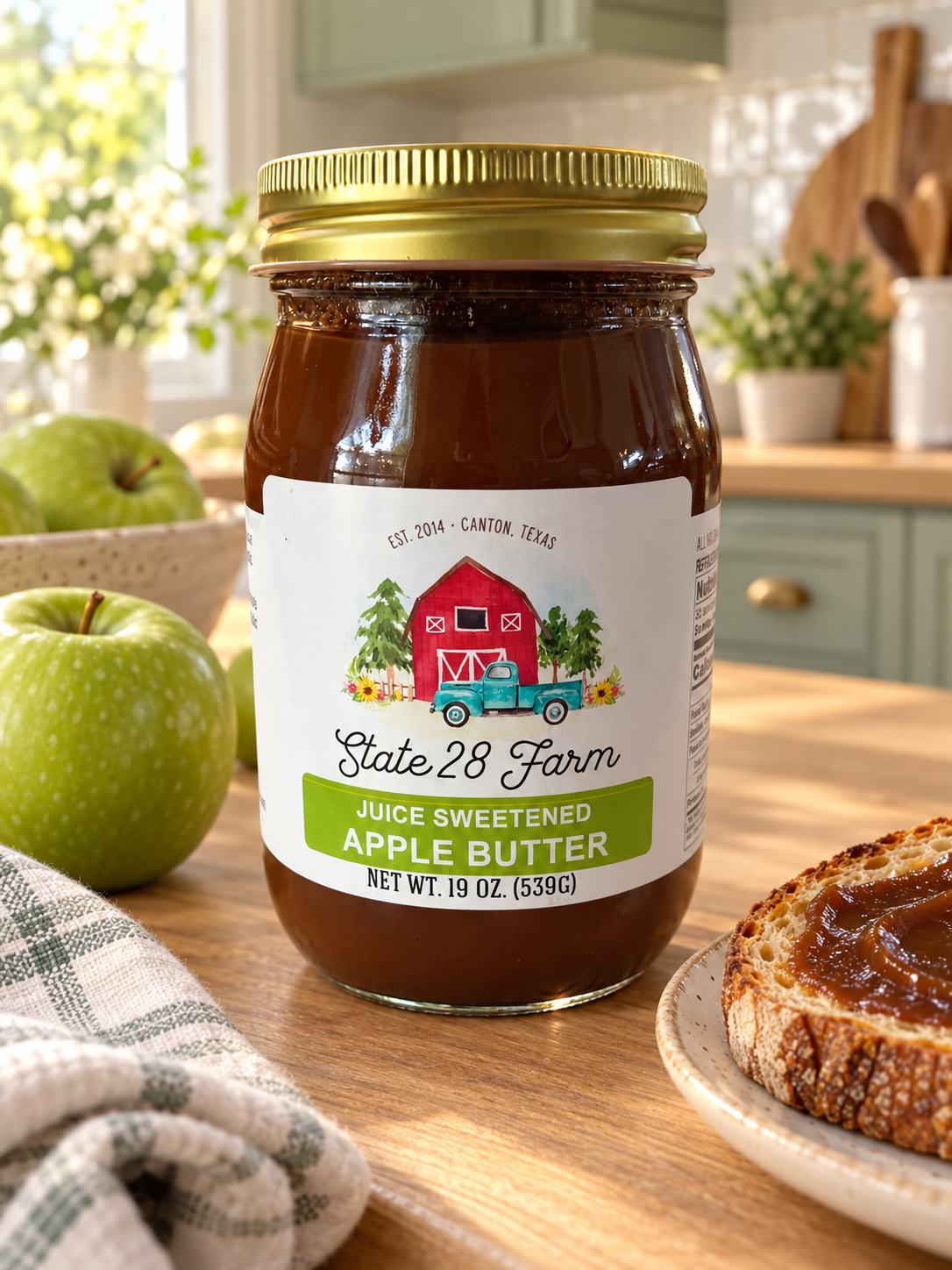STATE 28 FARM UNSWEETENED APPLE BUTTER 19 OZ