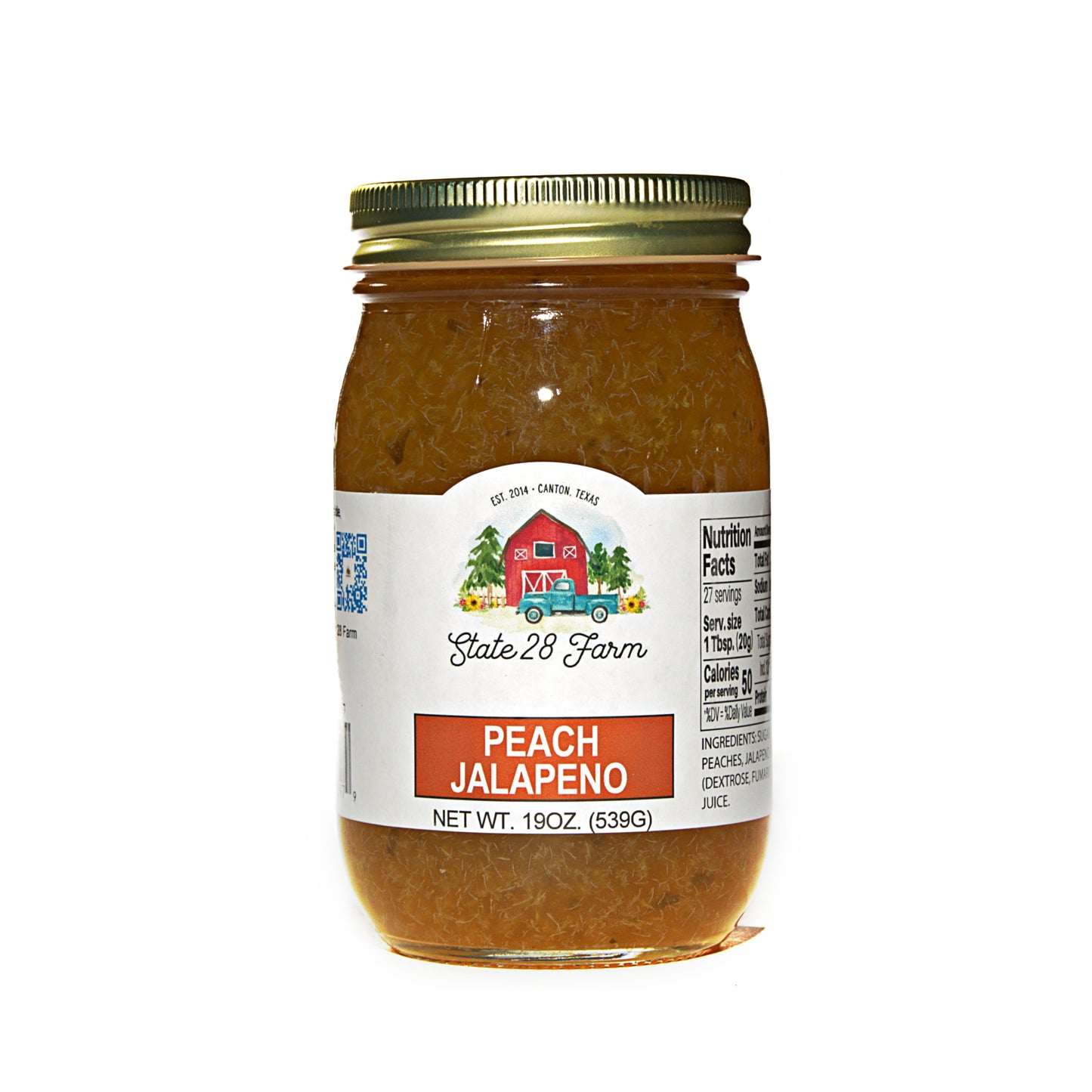 STATE 28 FARM PEACH JALAPENO JAM 19 OZ