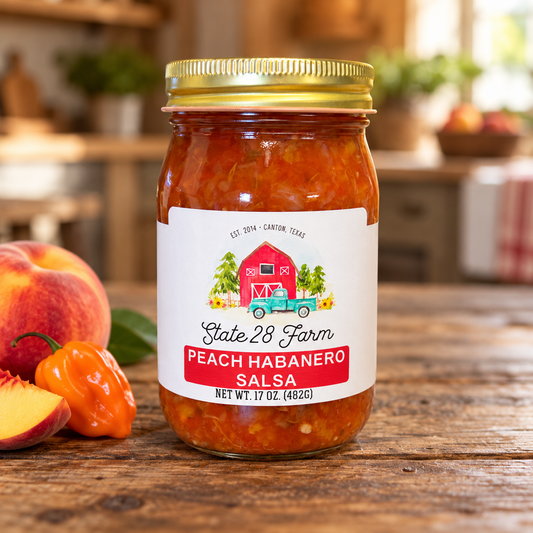 STATE 28 FARM PEACH HABANERO SALSA 17 OZ