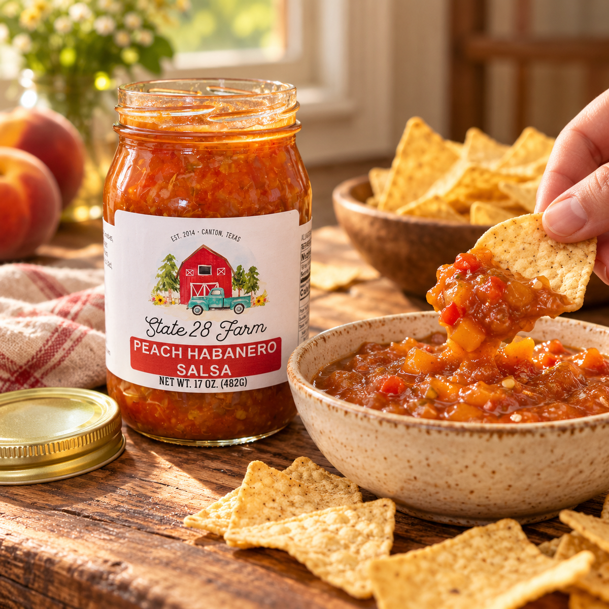 STATE 28 FARM PEACH HABANERO SALSA 17 OZ