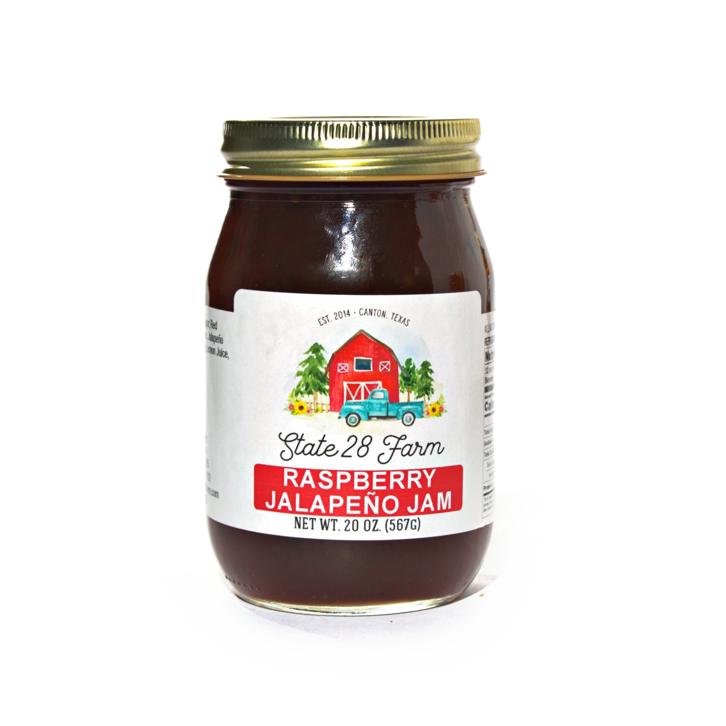 STATE 28 FARM RASPBERRY JALAPENO JAM 20 OZ