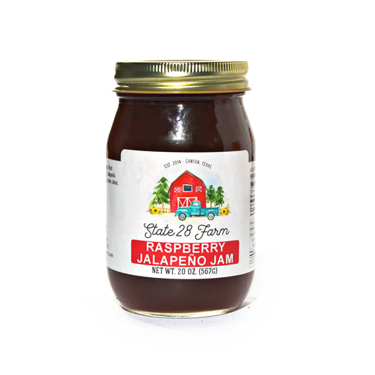 STATE 28 FARM RASPBERRY JALAPENO JAM 20 OZ