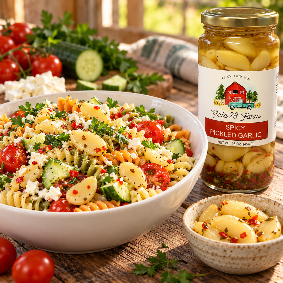 STATE 28 FARM SPICY PICKLED GARLIC 16 OZ