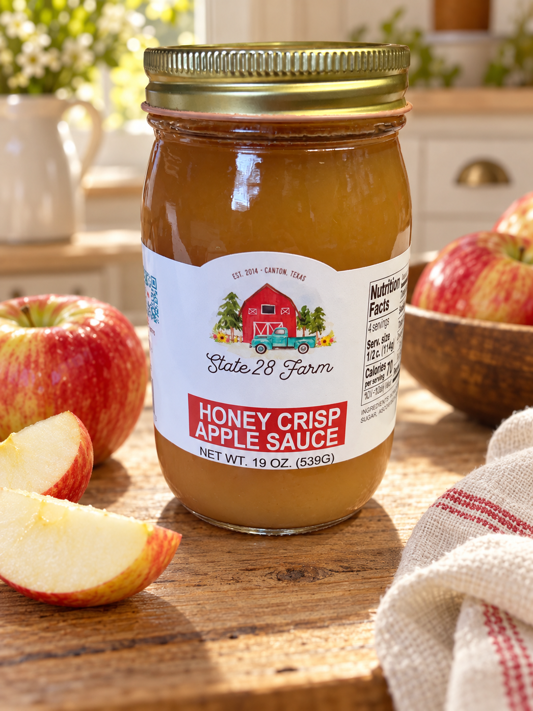STATE 28 FARM HONEY CRISP APPLE SAUCE 19 OZ