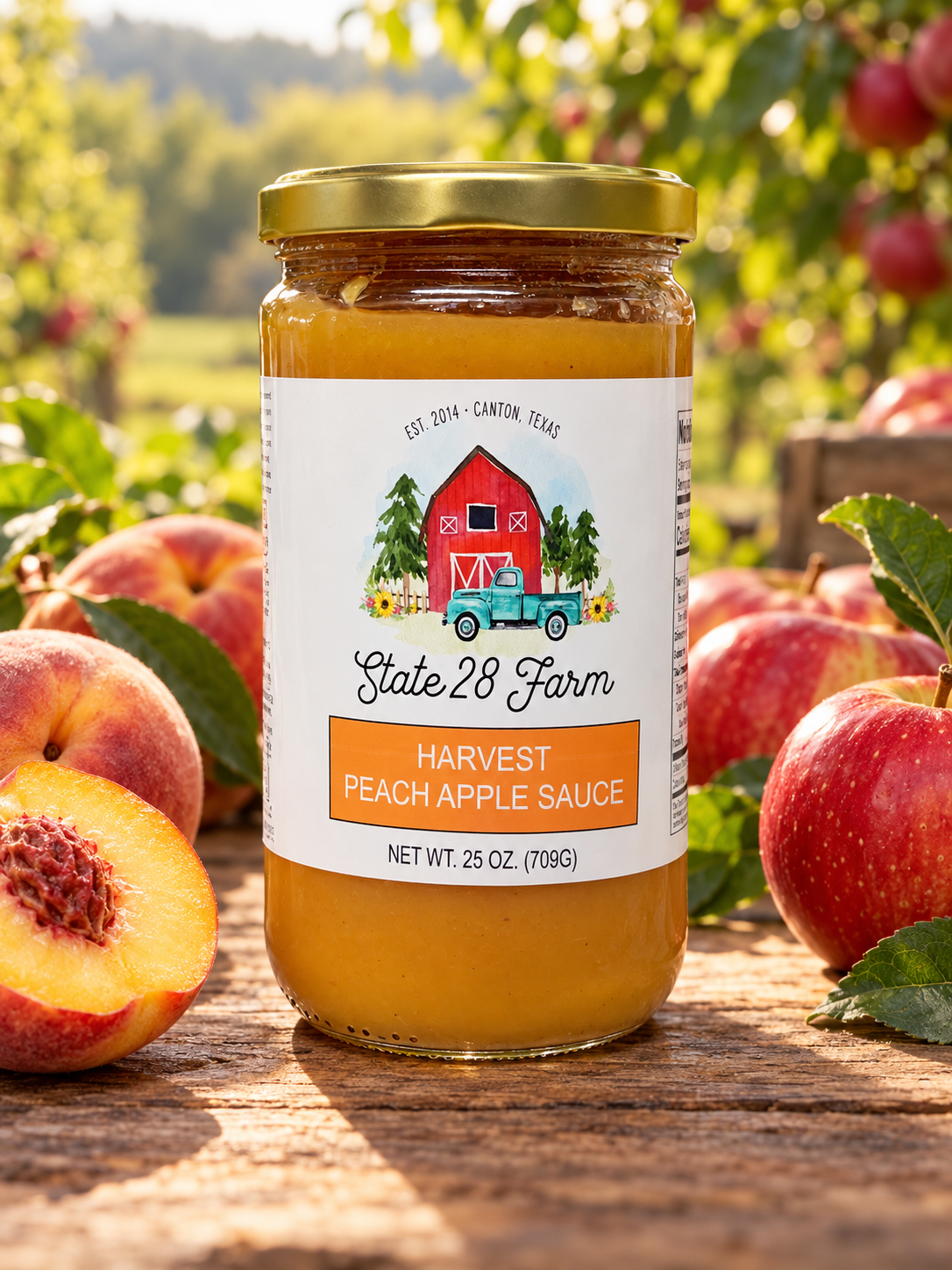STATE 28 FARM HARVEST PEACH APPLE SAUCE 25OZ