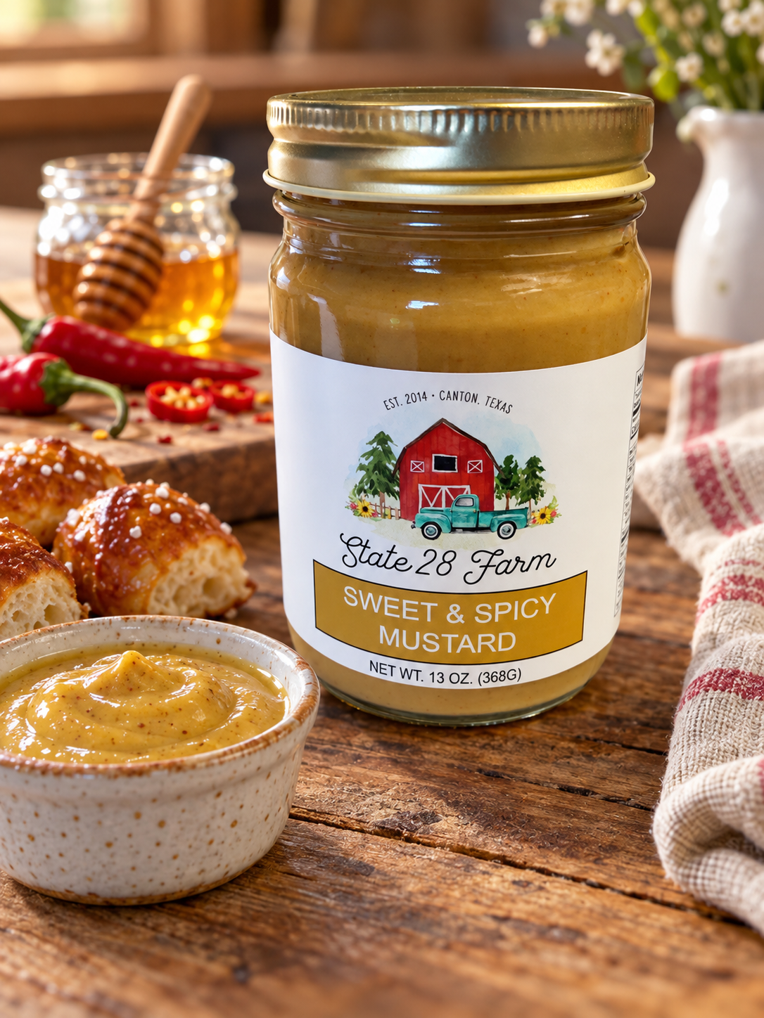 STATE 28 FARM SWEET & SPICY MUSTARD 13OZ