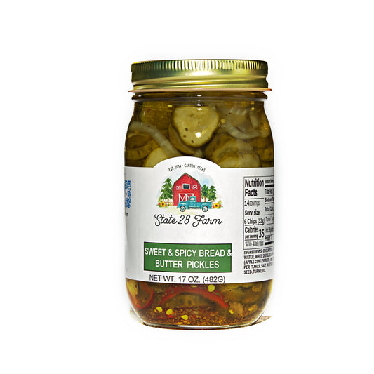 STATE 28 FARM SWEET & SPICY BREAD & BUTTER PICKLES 17 OZ